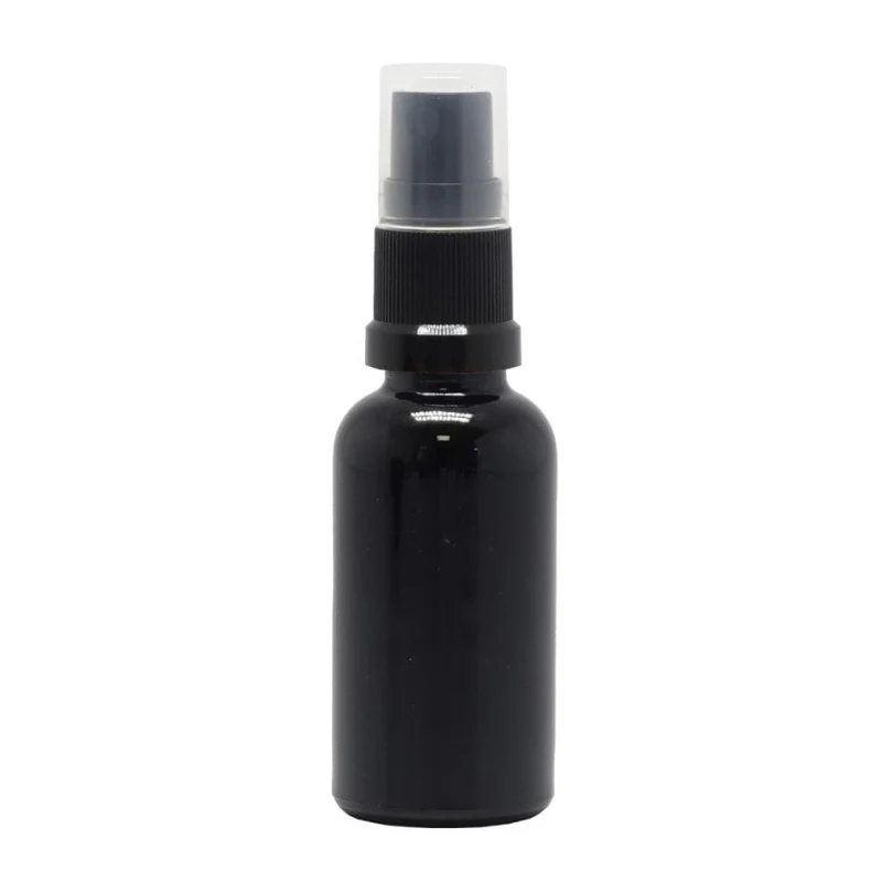 Black Glass Aromatherapy Bottle 18mm Neck Black Atomiser/Mist Spray Cap (18mm Neck)