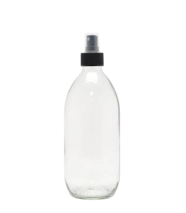 Clear Glass Generic Bottle With Black Spray Atomiser / Mist Cap 28/410