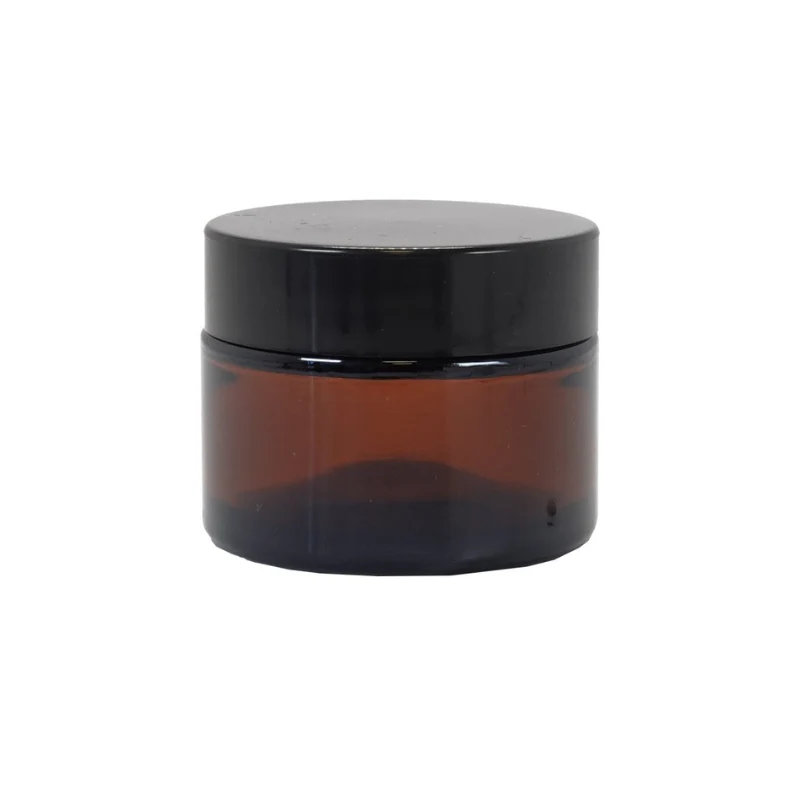 Amber Glass Cosmetic Jar With Shive - Image 3